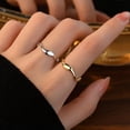 thumbnail image 4 of Thumb Ring Irregular Line Shape Adjustable Opening Design Finger Ring Stainless Steel Finger Band Versatile Jewelry Gift, 4 of 8