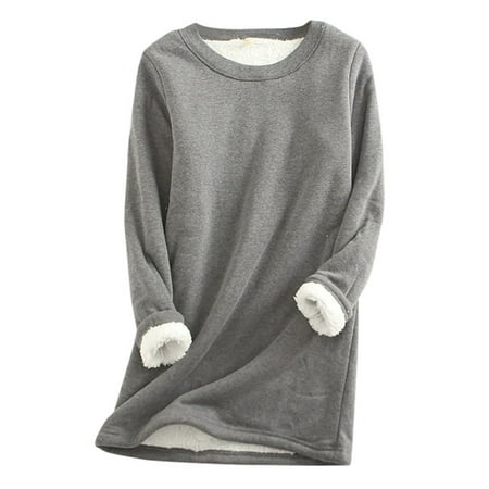 Spring Savings Clearance under 10.00 LYXSSBYX Plus Size Womens Winter Tops on Sale Women Thick Fleece Sweatshirt Winter Velvet Warm O-neck Underwear Top