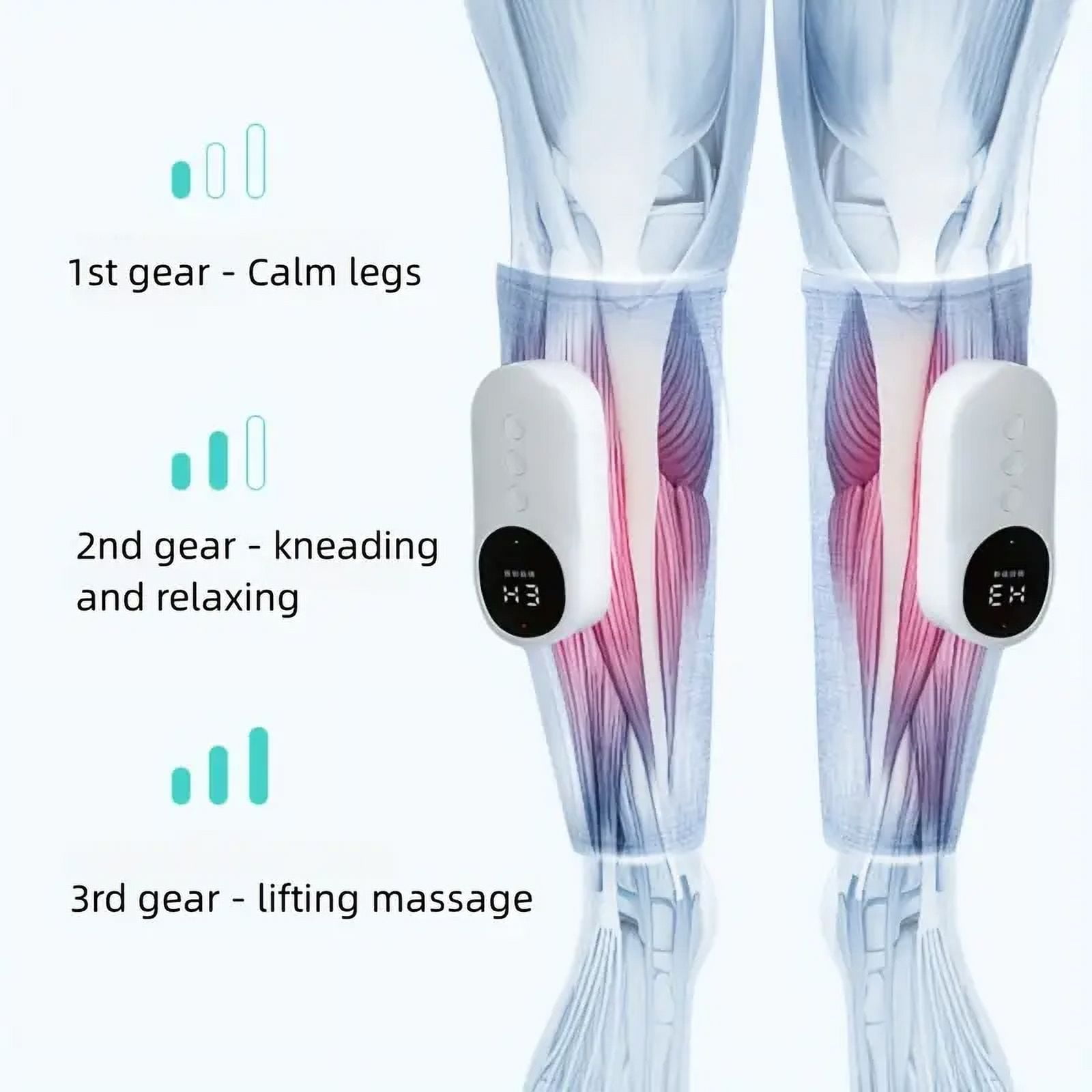 Leg Massager,Leg Compression Massager for Circulation,3 Modes and 3 Intensities of Calf Wraps Massager with Heat and Air Compression for Tired,Tense,Relax Legs 2Pcs