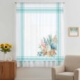 thumbnail image 2 of Aqua Coastal Sheer Curtains 63 Inches Long, Nautical Seashells Coral Leaves Stripes Light Filering Curtains, Breathable Simi Curtain Privacy Drapes for Living Room Bedroom Window Treatment, 2 of 9
