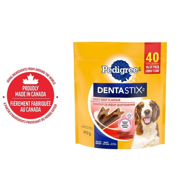 PEDIGREE DENTASTIX Oral Care Beef Flavour Adult Dog Treats - for Medium Breeds - Reduces Plaque and Tartar Buildup - 25 sticks