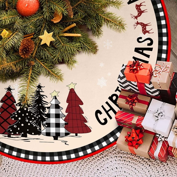 ESULOMP Christmas Tree Skirt, 48 Inch Brown Soft Faux Fur Tree Skirts Plush Christmas Decorations, Brown Ornaments Christmas Tree Skirts Xmas Decorations Indoor Holiday Party Decor