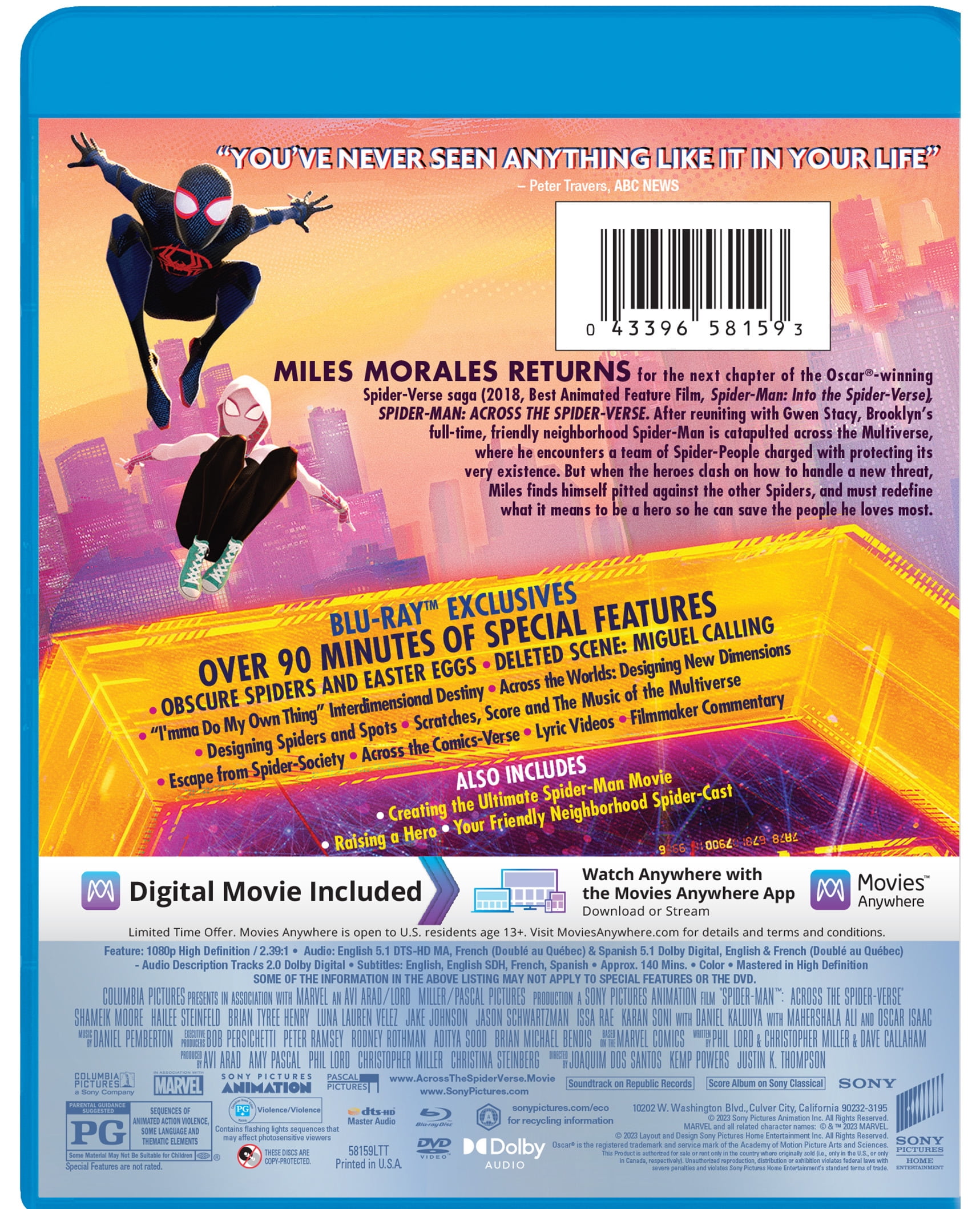 Spider-Man : Across The Spider-Verse (4k/UHD + Blu-ray Combo + Digital)