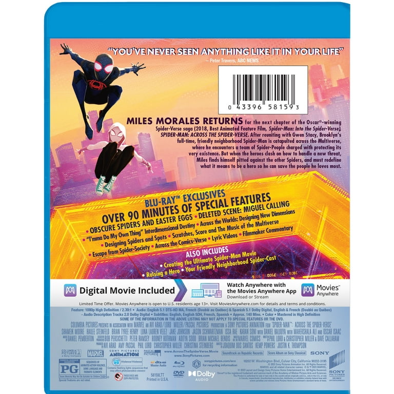 Spider-Man: Across The Spider-verse (Blu-Ray + DVD + Digital Copy)