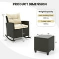 thumbnail image 3 of Gymax 3 Piece Outdoor Rocking Set Rattan Rocking Chair Set w/ Tempered Glass Table Seat, 3 of 10