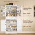 thumbnail image 3 of 66.9" Tall Kitchen Pantry Storage Cabinet, Modern Wooden Pantry Cabinet with 2 Drawers & 6 Side Racks, Freestanding Organizer Cupboard for Dining Room, Living Room, 3 of 11