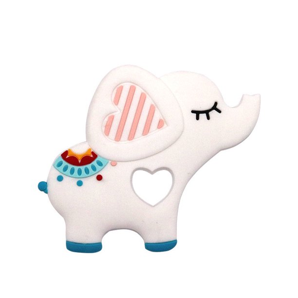 Juguetes para la dentición con diseño de elefante para bebés de 3 a 12 meses, mordedores de silicona con soporte para cuentas de alivio y clips para chupete, para niños y niñas, color blanco WD.WDQZL electrónico