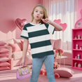 thumbnail image 7 of UACY Striped T-Shirt for Girls, Short Sleeve, Crew Neck (Blackish Green, 6-7 Years), 7 of 7