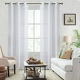 thumbnail image 4 of Fragrantex Embroidered Semi Sheer Cream Curtains 63 Inches Long 2 Panels Set, Linen Light Filtering Window Drapes for Bedroom, Grommet Linen Curtains for Living Room, 38" Wx63 L White, 4 of 5