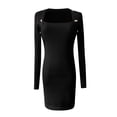 thumbnail image 2 of Gibobby Vestidos de sueter para mujer Vestido de suéter de punto sexy para mujer en otoño e invierno.(Negro,CH), 2 of 5
