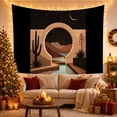 thumbnail image 3 of Desert Oasis Within a Moonlit Portal, Peaceful Minimalist for Nature Lovers, Landscape Home Decor, Housewarming Gift, Tapestry Wall Hanging for Bedroom and Living Room, 3 of 7