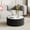 Black, variant on 29.52" White Round Coffee Table, Drum Coffee Table with Sintered Stone Tabletop and Fluted PU Leather Covered and Stable Base, Circle Cocktail Tea Table for Living Room