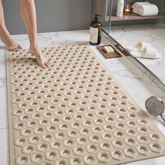 VUNATE 2-Piece Shower Mat Non Slip Bath Mat for Tub and Shower Floor Mat Machine Washable Bathtub Mat with Suction Cups and Drain Holes Shower Mat for Bathtub 15.5"x27.5" Bathroom Accessories