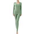 thumbnail image 5 of Sakmal Winter Women's Thermal Underwear Set Top & Bottom Green for Cold Weather Ladies Base Layer Sizes M-3XL, 5 of 5