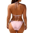 thumbnail image 5 of 2 Piece Swimsuit for Women, Swimsuit Bikini, Womens Bikini Swimsuits, Full Coverage Bikini, Women Polka Dot Bikini Sets Sexy Halter String Triangle High Cut Cheeky 2 Piece Bathing Suit, Light pink M, 5 of 5