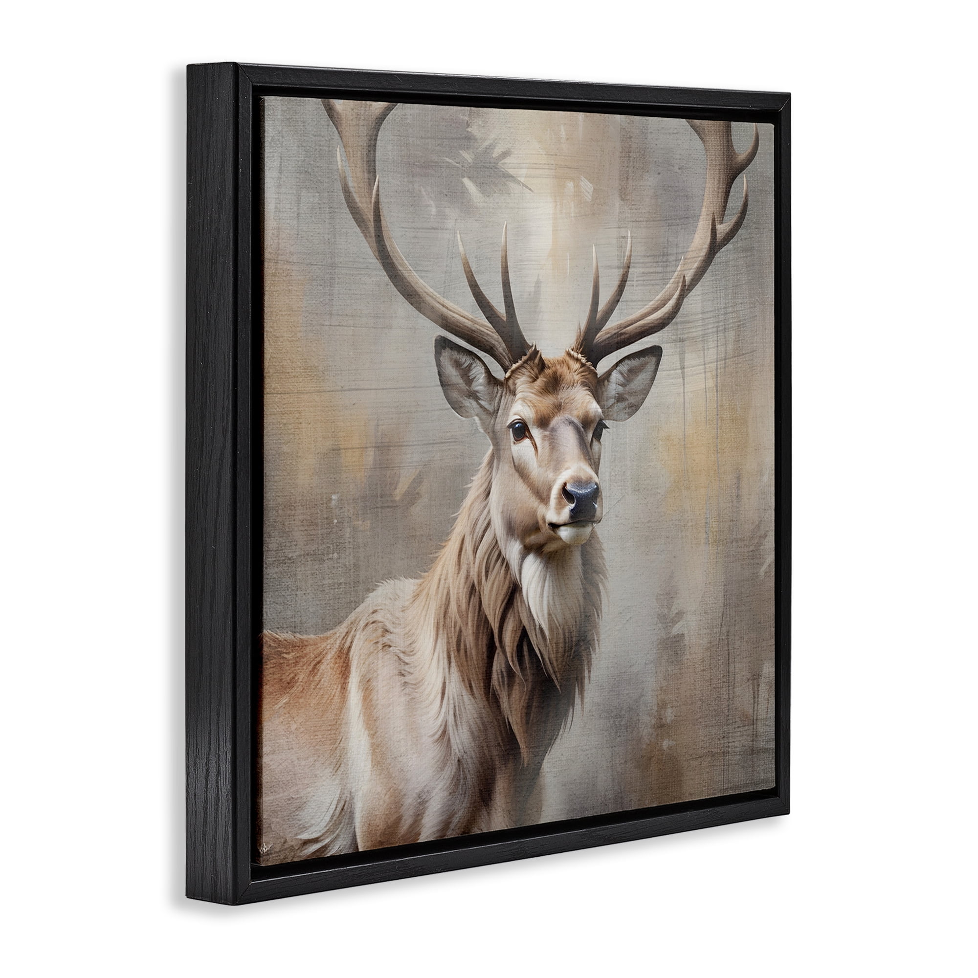 Stupell Industries Rustic Stag with Majestic Glance Black Framed Floater Canvas Wall Art, design by Susan Arnot