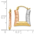 thumbnail image 2 of 14K Rhodium Plated Yellow Gold & White & Rose Rhodium Hollow Textured Square Hoop Earrings, 2 of 2