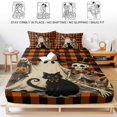 thumbnail image 5 of Twin Sze Fitted Sheet Set - Funny Ghost Halloween 2 Piece Bedding Sets 16" Deep Pocket Fitted Sheet with 1 Pillowcase, Black Cats Skull Orange Plaid Brushed Microfiber Hotel Luxury Bed Sheets, 5 of 9