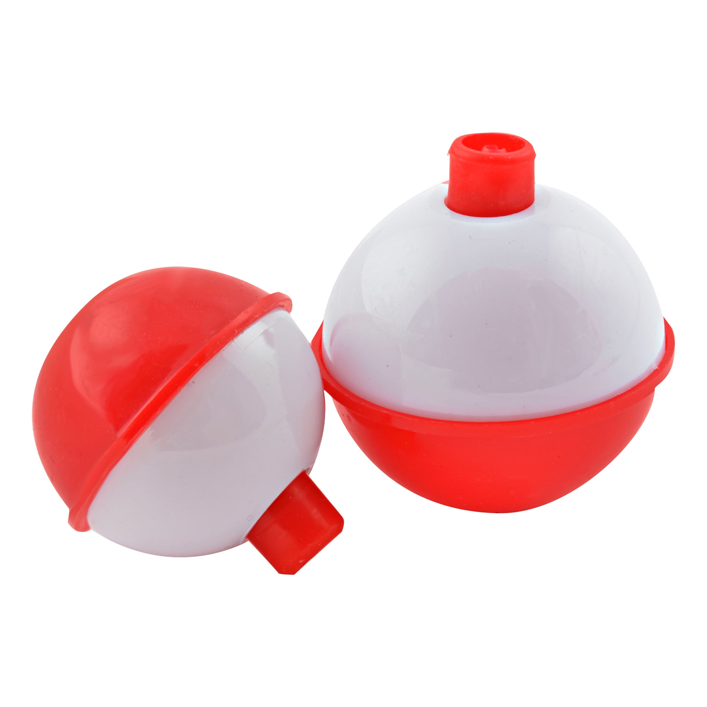 10 RED/WHITE ROUND PLASTIC BOBBERS 25 & 50-PACK 2.5 inch 