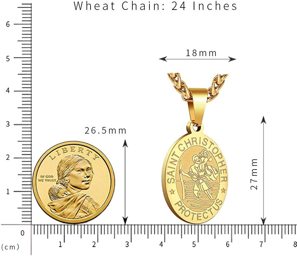9ct Gold 12mm Oval Saint Christopher Medallion Pendant | Prouds