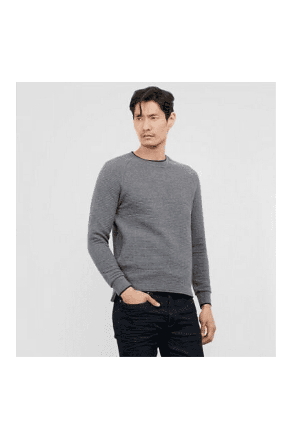 Quilted Crew Neck Sweatshirt, Flannel Heather, Size M