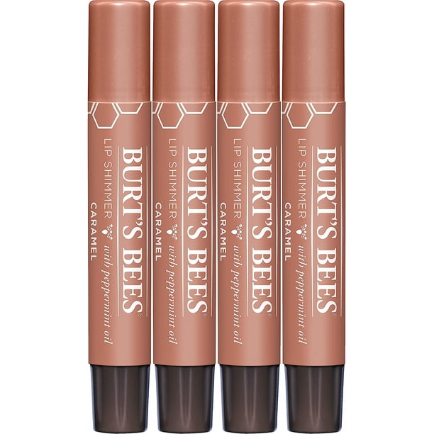 Set de tinte labial Burt's Bees Shimmer Caramel Hidratante, paquete de 4