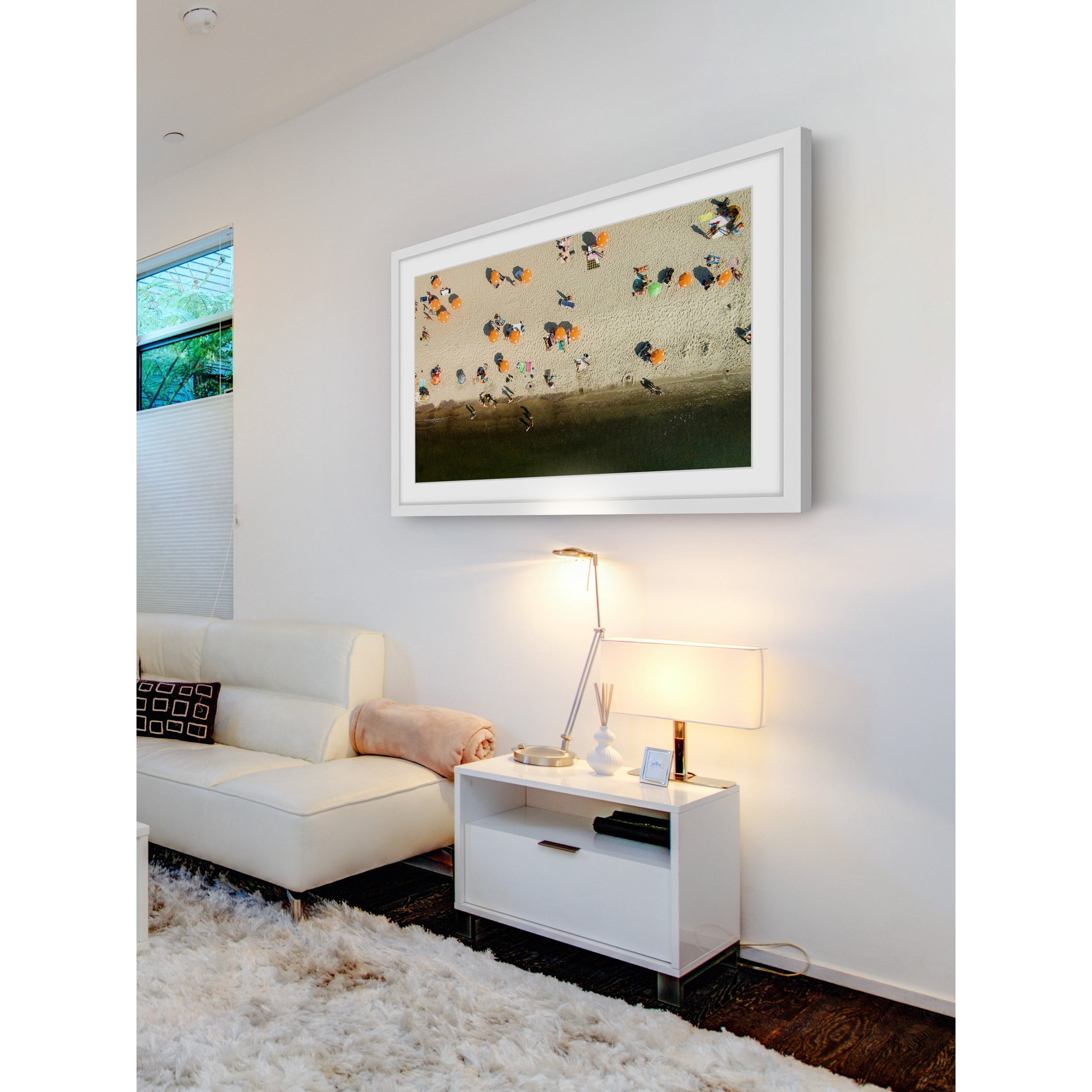 Marmont Hill "Orange Umbrellas" by Karolis Janulis Framed Painting Print