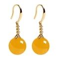 thumbnail image 2 of Pendientes elegantes bañados en plata Pendientes de ágata verde calcedonia para mujer Pendientes largos de esmeralda Pendientes antigemas, diseño elegante Hipoalergénico, 2 of 5