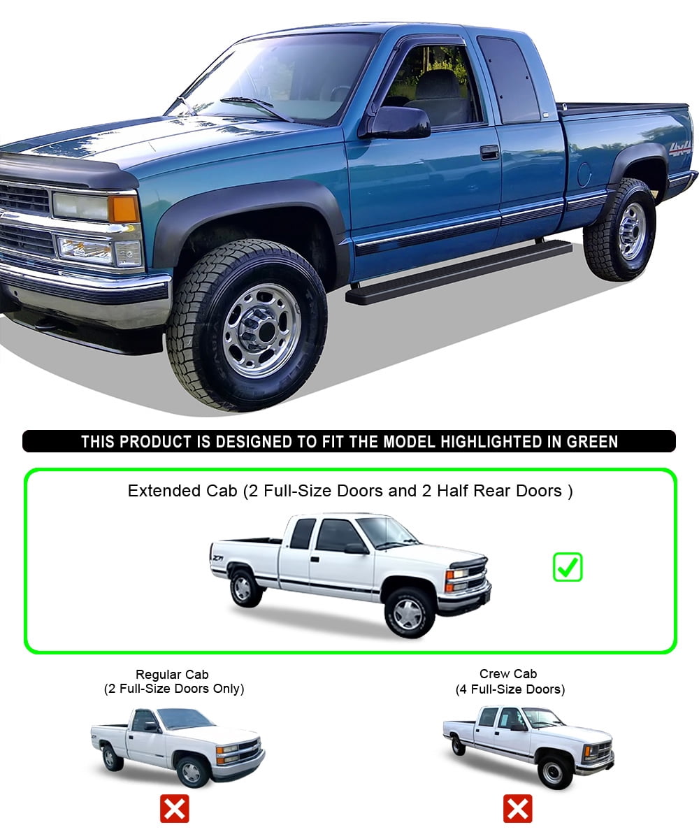 APS Running Boards 5in Black Compatible with Chevy GMC CK 1988-1998 Extended Cab (Include Z71) (Will Not Work on Vehicles with Power Boards) (Nerf Bars Side Steps Side Bars)