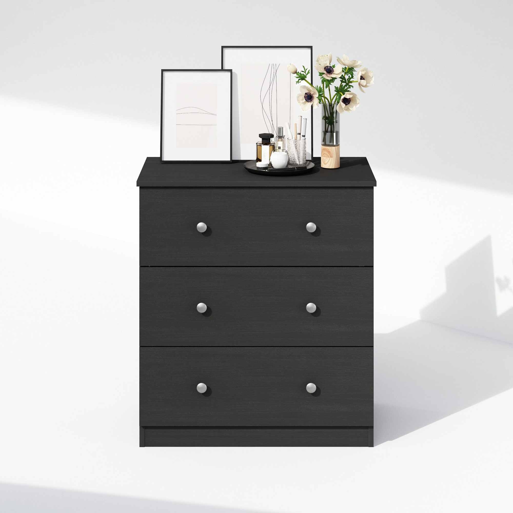 Furinno Frans Simple Design Console Table with 3 Drawers for Entryway, Living Room, Americano