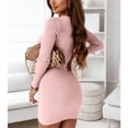 thumbnail image 4 of Vestido Informal Para Mujer, Elegante, De Manga Larga, Fácil De Combinar, Con Cuello En V Y Botones, Vestido Ajustado Con Bolsillos Para Vacaciones Para Clubes ANGGREK  Otros, 4 of 7