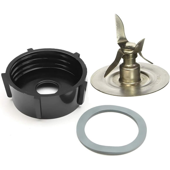 Tabakh Parts Osterizer Cutter with Replacement Base Bottom Cap, Gasket and 4 Knife Ice Crusher Blender Blade, Small, Black