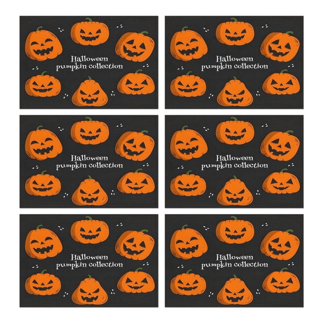 Halloween Horror Pumpkin Spooky Placemats Set of 6 12x18 Inch Seasonal Table Mats for Dining Linen Durable Fall Seasonal Cute Kitchen Decor Party Home Decoration