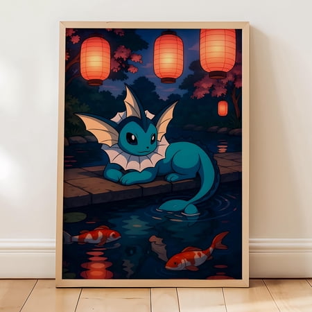 GATEGOO Poster Vaporeon Pokémon Japanese Anime Wall Art Print 8X12, UNFRAMED