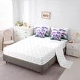 thumbnail image 5 of Homewish Purple Rustic Lotus 7 Pieces Bedding Comforter Set,Flying Dragonfly Full Bedding Set,Country Flower Floral Fitted Sheet Flat Sheet For Girls Kids,Super Cozy Room Decor, 5 of 8