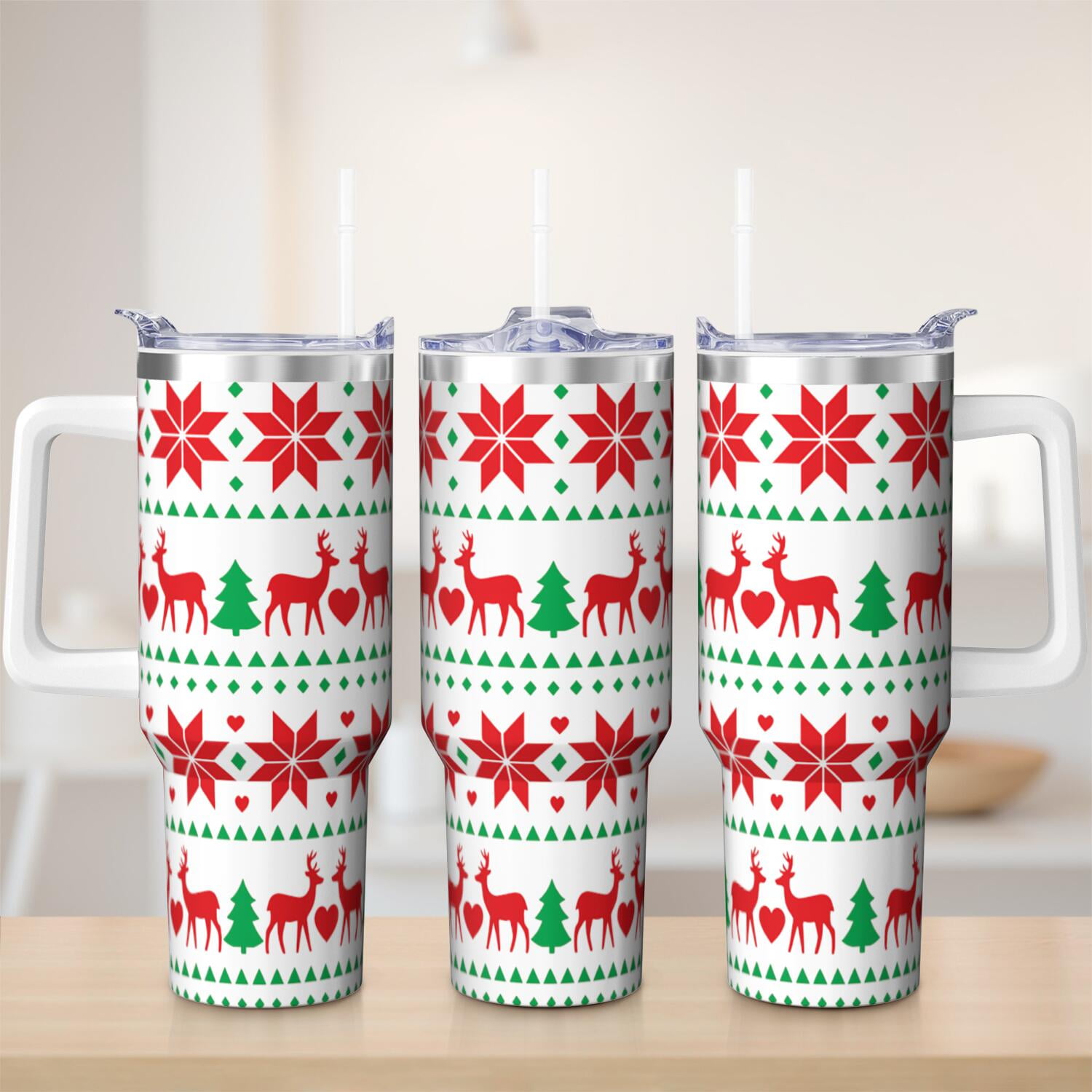 1pc 40 oz Christmas Tumbler with Lid and Straw Stainless steel Insulated tumblers Cute water bottle Travel/Gym coffee tumbler Gifts for Women/men