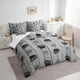 thumbnail image 2 of Erosebridal Black Grey Bear Paws Bedding Full Size, Grey Striped Quilted Comforter, Reversible 7 Pieces, 2 of 5