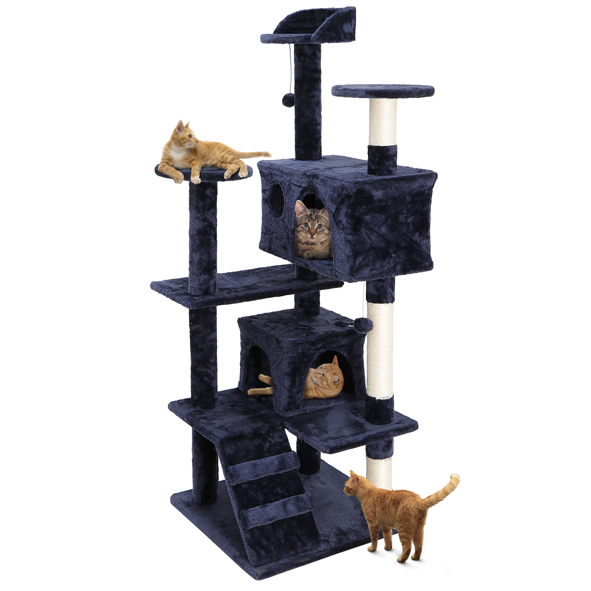 ZENY 53" Cat Tree Multi-Levels Condos Scratching Post Tower Play House, Blue