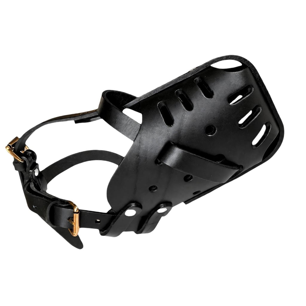 Ventilated1eatherDog Mouth Cover Long Snout Muzzle for Training Walk Handling