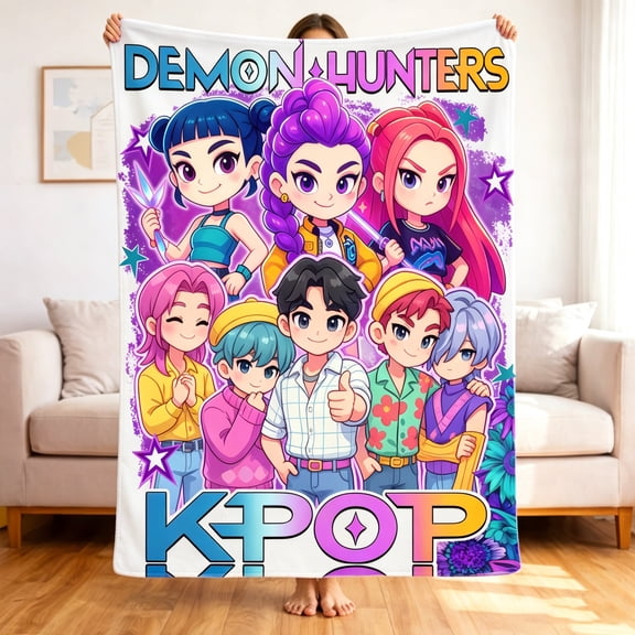 Premium Custom Flannel Blanket Personalized Soft Cozy Throw Blanket All Season Washable For Sofa Couch Bed Gift Home Décor - Kpop Fantasy Warrior 15 60x80