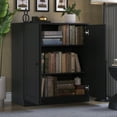thumbnail image 4 of Palace Imports 100% Solid Wood 3-shelf Bookcase with Adjustable Shelves and Solid Doors, Black, 4 of 4