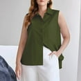 thumbnail image 4 of MESSUEN Sleeveless Tops Loose Tank Tops V-neck Raglan Sleeveless Button Down Shirts Casual Work Blouses Solid Loose V Neck Tank Tops Women's Casual Tops Womens Blouses Summer Army Green L, 4 of 8