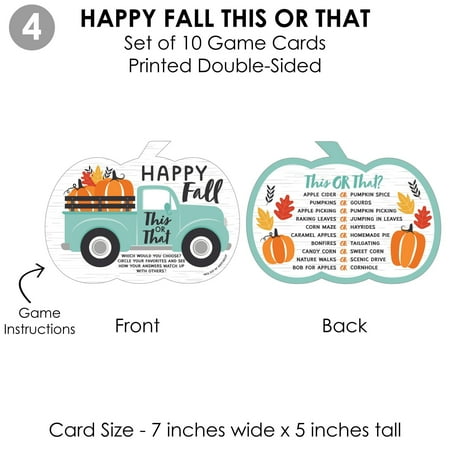 Big Dot of Happiness Happy Fall Truck - 4 Harvest Pumpkin Party Games - 10 Cards Each - Gamerific Bundle