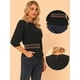 thumbnail image 2 of Top peplum Allegra K para mujer Blusa con cintura fruncida de media manga Negro XL, 2 of 5