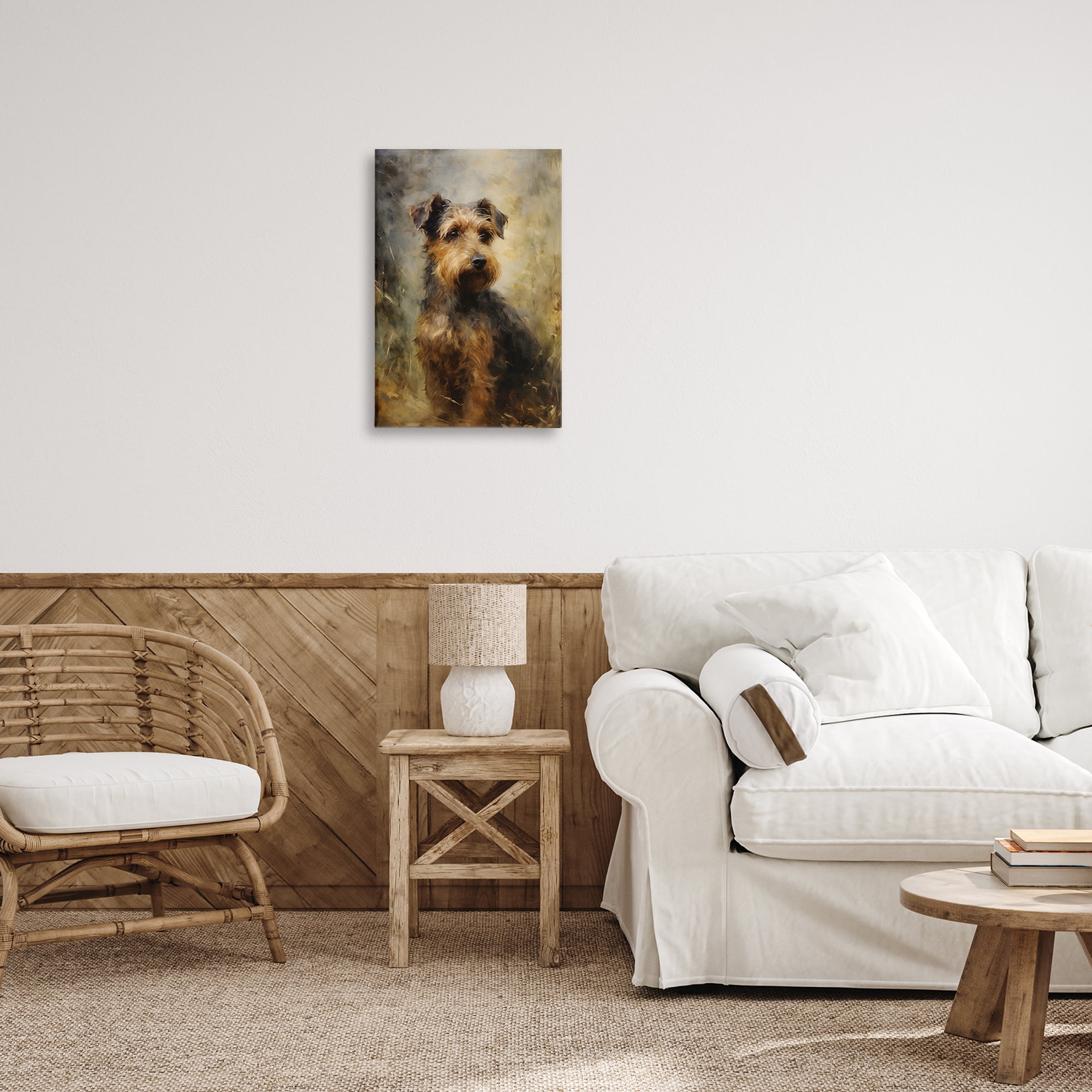 Stupell Industries Poised Terrier Dog Animals & Insects Painting Gallery Wrapped Canvas Art Print Wall Art, 16 x 24