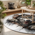 thumbnail image 3 of Round Rugs 6Ft, Wolf Round Area Rug Washable Indoor Throw Carpet, Animal Broken Wall Dynamic Angry Expression Soft Non Slip Circle Rug for Office Cabinet Home Decor Aesthetic, 3 of 8