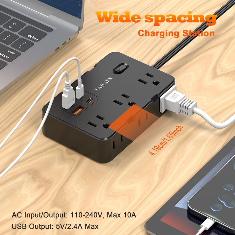 LAJCAEN 10-in-1 Surge Protector Power Strip with USB-C photo 2