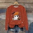 thumbnail image 1 of Ailaofu Women's Halloween Printed Round Neck Casual Sports Long Sleeve Sweatshirt Top Sweatshirt Loose Soft Long Sleeve Pullover Tops, 1 of 6