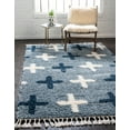 thumbnail image 4 of Unique Loom Hygge Shag Geometric Modern Area Rug, Blue/White, 96.00" x 60.00", 4 of 8