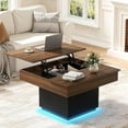 thumbnail image 2 of FABATO Lift Top Coffee Table with LED Light and Charging Station, 31.5 Inch Square Coffee Table with Hidden Storage, Modern Farmhouse Center Table for Living Room, Reception Dinning Room,Black, 2 of 8